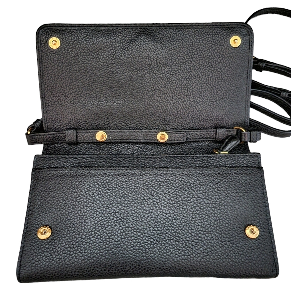 PRADA Black Leather Wallet On Chain Crossbody Bag Shoulder Bag - Picture 12 of 16